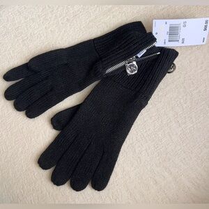 MICHAEL KORS logo zip knit women’s gloves size OS black
